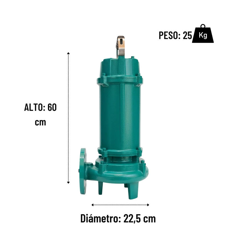 Bomba Sumergible Trituradora Drenaje 1 hp Shimge | Serie 50WQD - 5