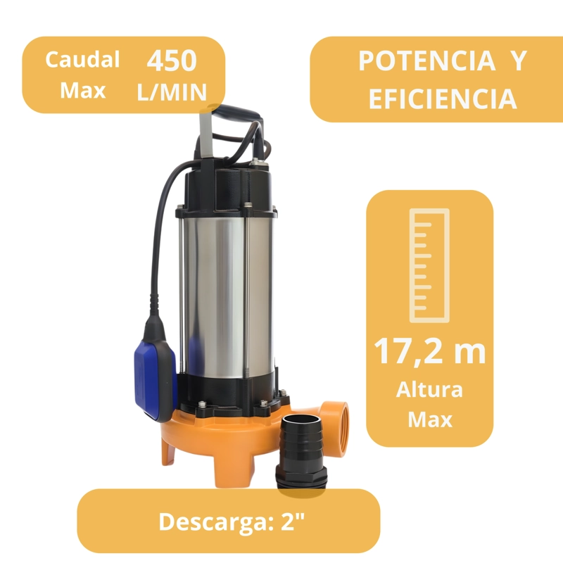 BOMBA SUMERGIBLE TRITURADORA 2 HP AGUAS SUCIAS BESTFLOW 220V - 2
