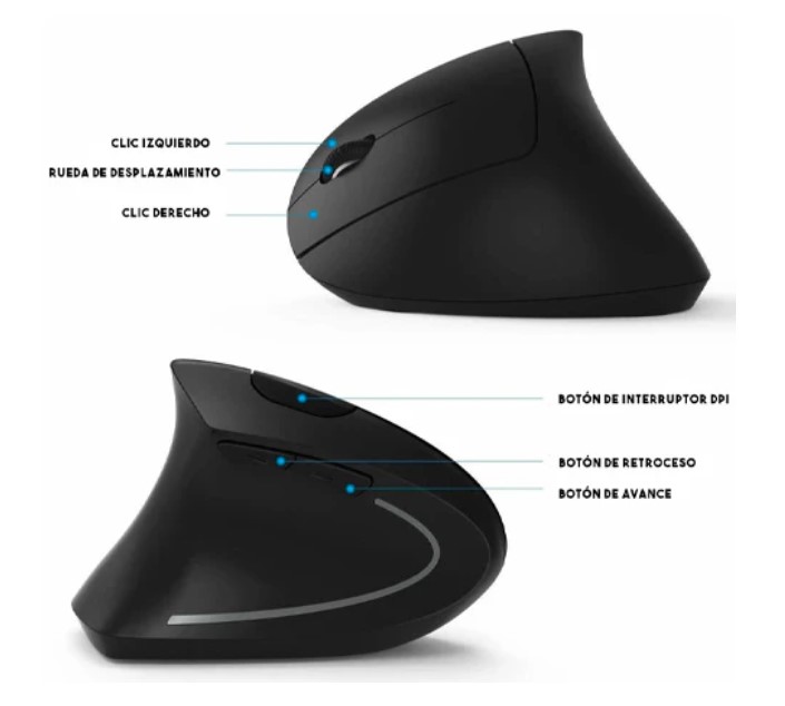 MOUSE VERTICAR ERGONOMICO INALAMBRICO NEGRO - 7