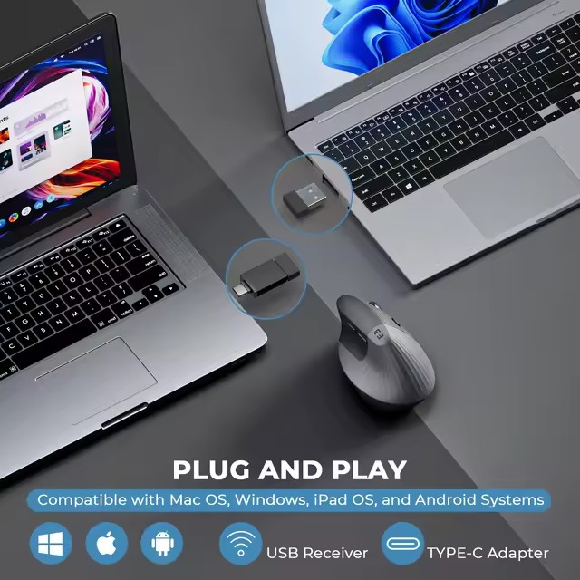 MOUSE ERGONOMICO RECARGABLE SEENDA MBD7 - 3