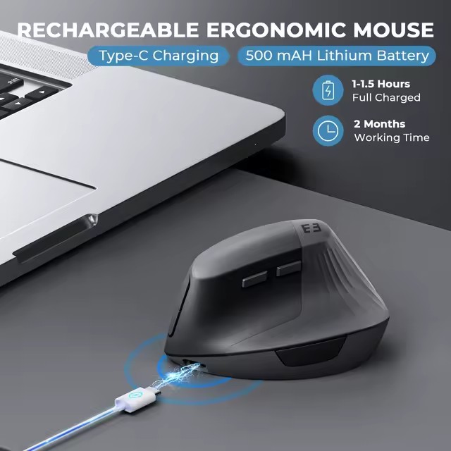 MOUSE ERGONOMICO RECARGABLE SEENDA MBD7 - 4