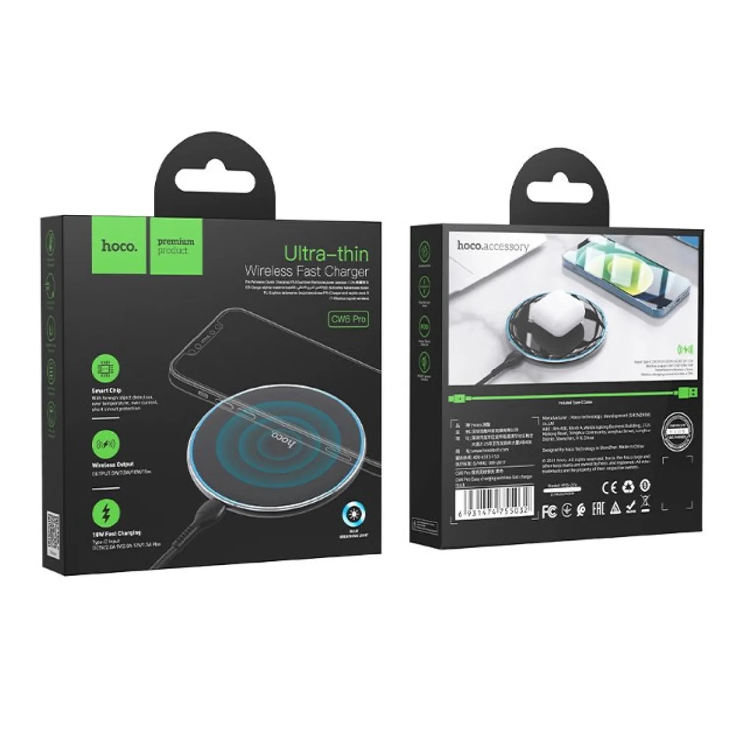 CARGADOR INALAMBRICO HOCO CW6 PRO ULTRA DELGADO - 4