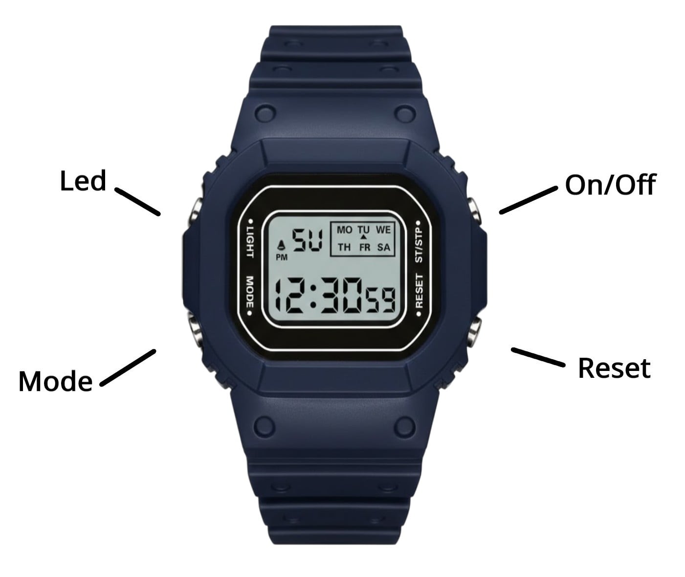 RELOJ PULSERA DIGITAL DEPORTIVO GENE RICO UNISEX - 2