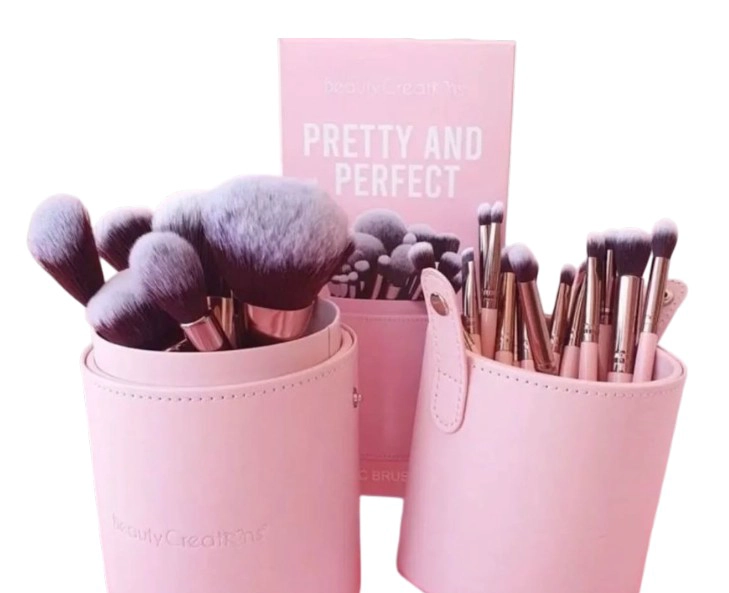 SET DE 24 BROCHAS CON ESTUCHE BEAUTY CREATIONS PETTY AND PERFECT ROSADA - 1