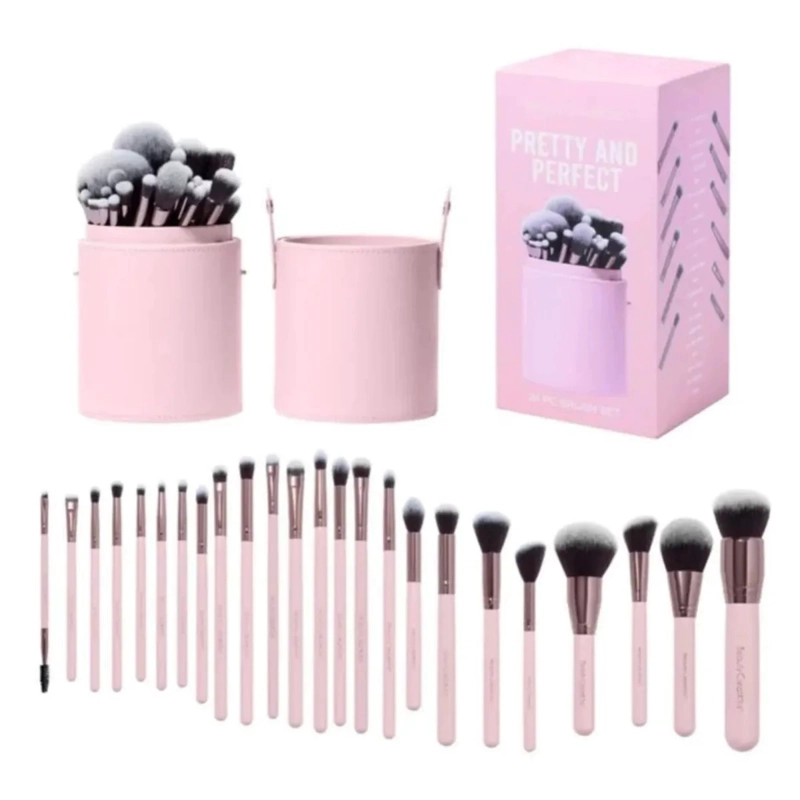 SET DE 24 BROCHAS CON ESTUCHE BEAUTY CREATIONS PETTY AND PERFECT ROSADA - 2