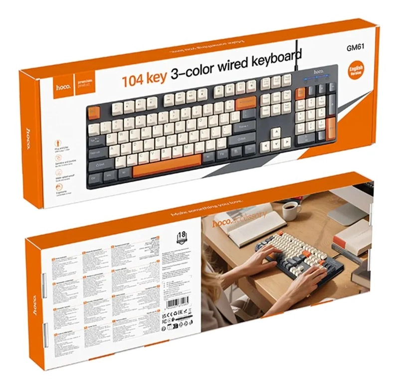 TECLADO ALAMBRICO USB CON RETROILUMINACION HOCO GM61 - 4