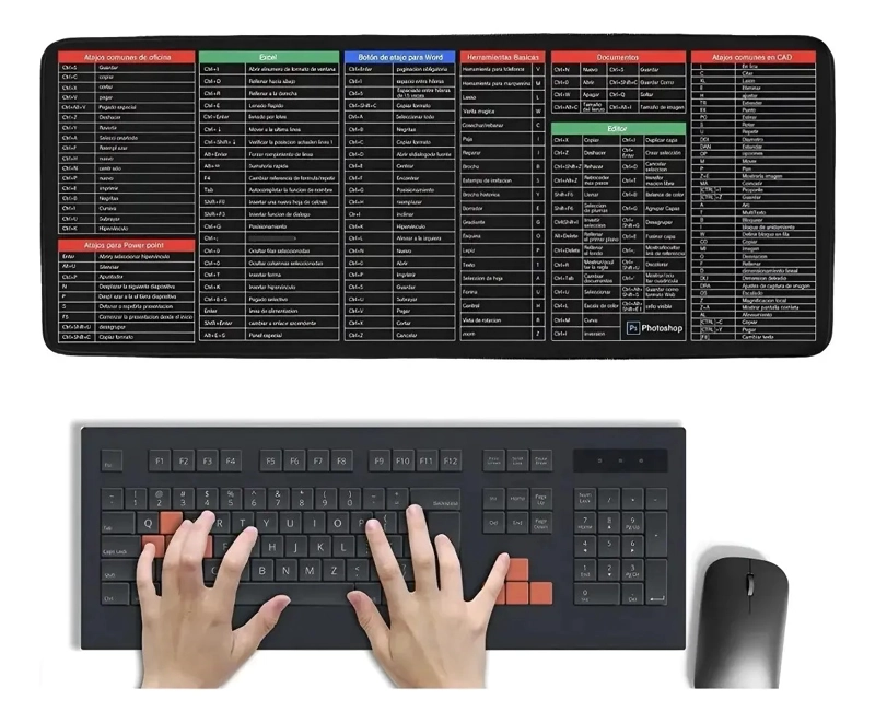 ALFOMBRILLA MOUSEPAD ATAJOS PARA EXCEL OFICINA - 1