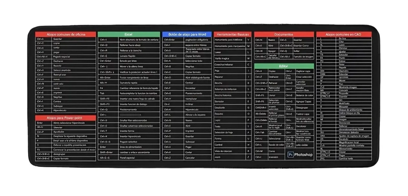 ALFOMBRILLA MOUSEPAD ATAJOS PARA EXCEL OFICINA - 5