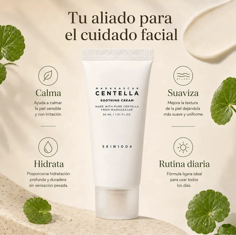 SKIN1004 MADAGASCAR CENTELLA SOOTHING CREAM 30 ML DIA Y NOCHE - 3
