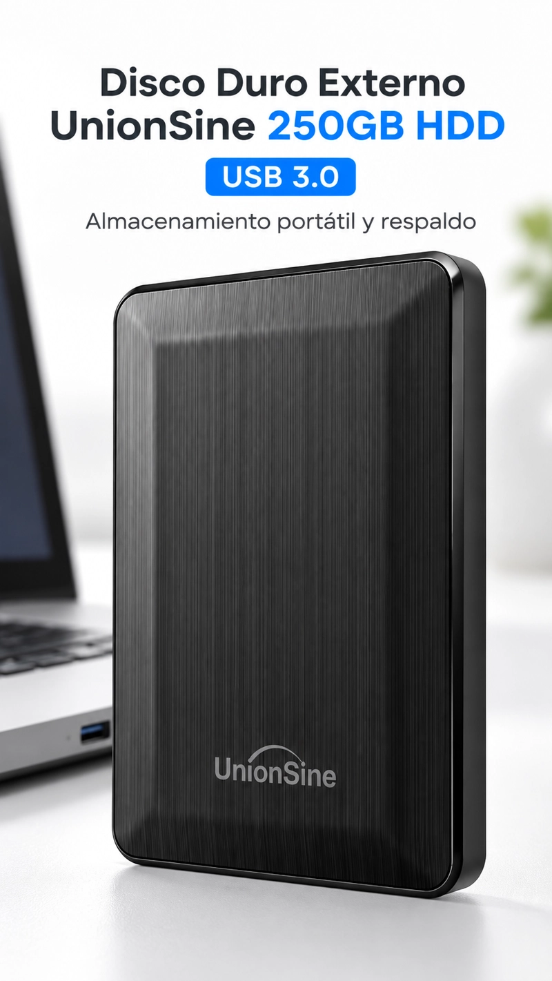 DISCO DURO EXTERNO UNIONSINE 250GB HDD USB 3.0 CABLE INCLUIDO - 2