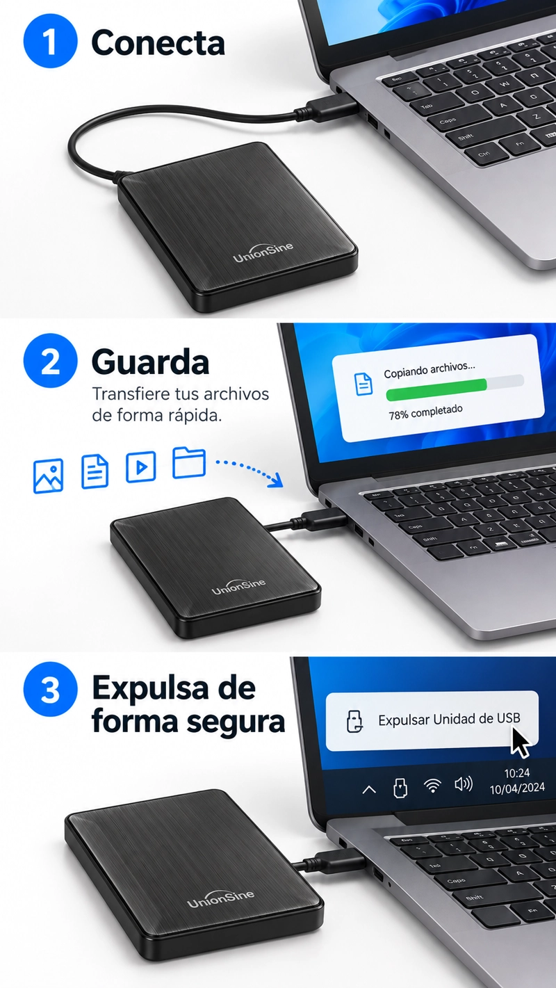 DISCO DURO EXTERNO UNIONSINE 250GB HDD USB 3.0 CABLE INCLUIDO - 7