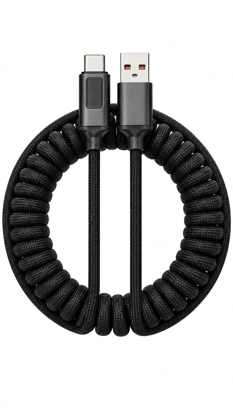 CABLE DE DATOS USB A C TIPO RESORTE - 1