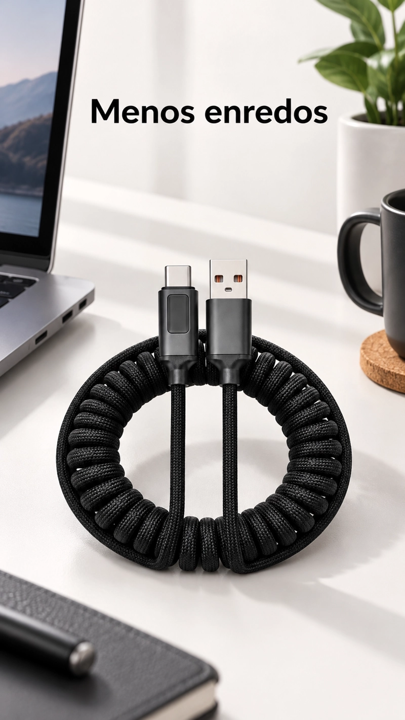 CABLE DE DATOS USB A C TIPO RESORTE - 2
