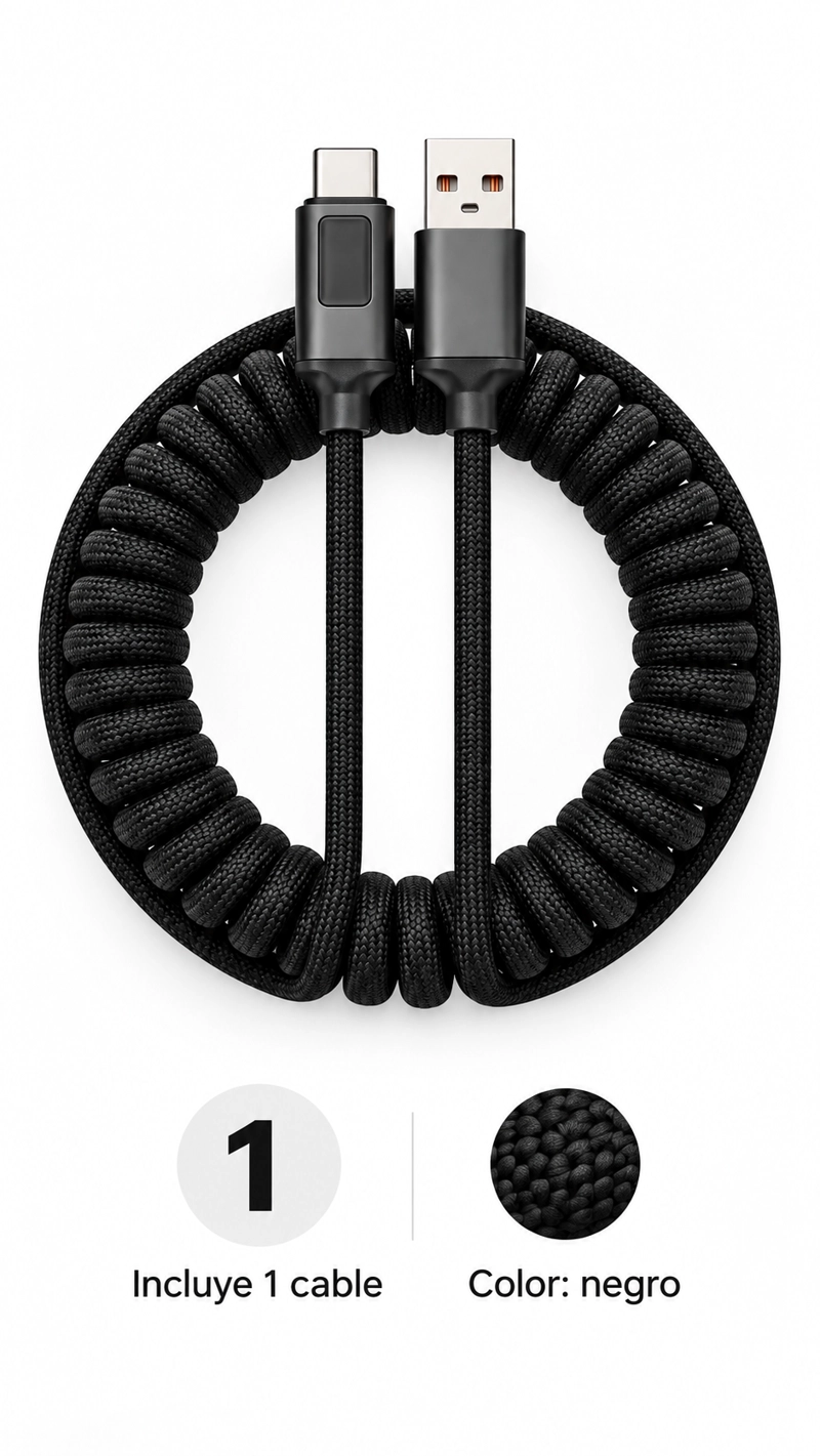 CABLE DE DATOS USB A C TIPO RESORTE - 6