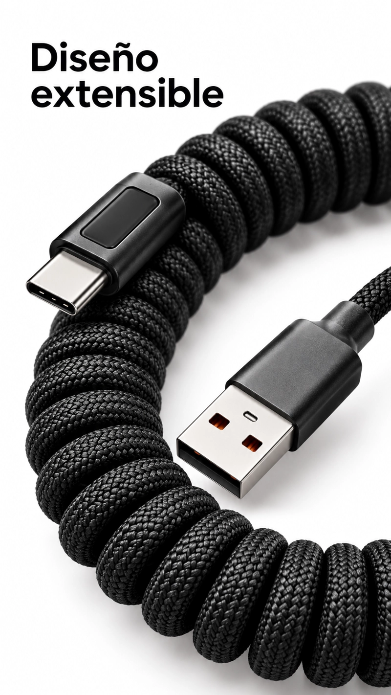 CABLE DE DATOS USB A C TIPO RESORTE - 7