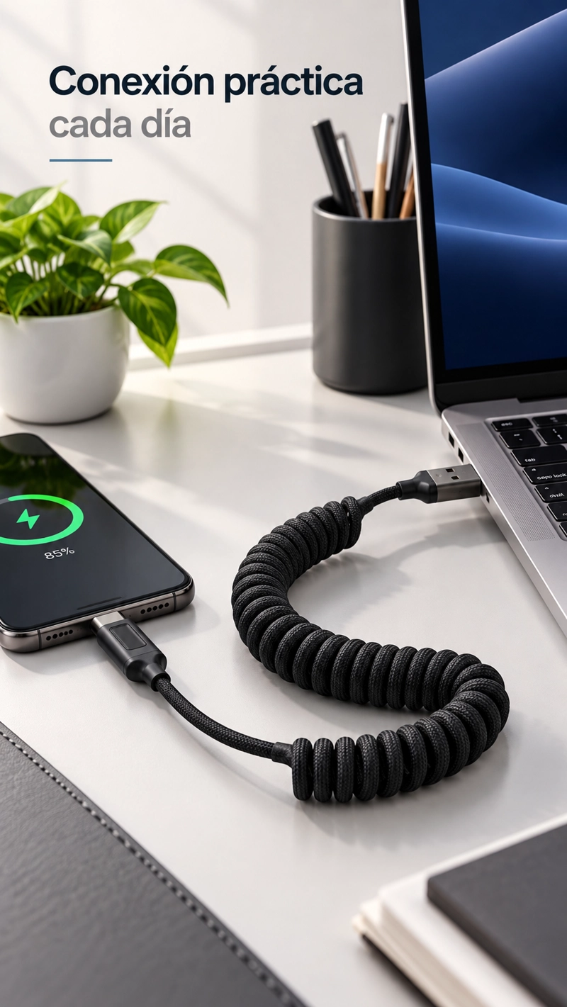 CABLE DE DATOS USB A C TIPO RESORTE - 8