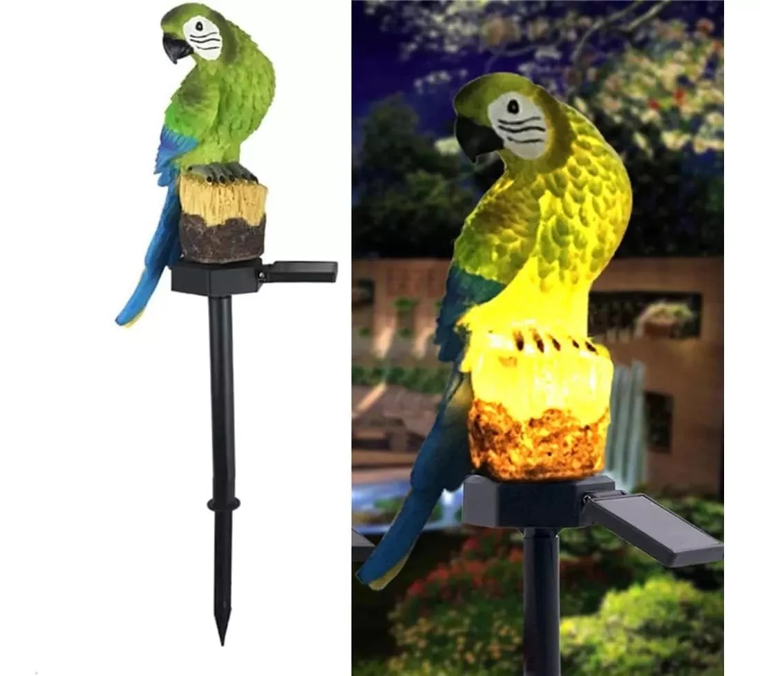 LUZ SOLAR CON FORMA DE LORO, ESTACA DE JARDÍN, IMPERMEABLE - 4