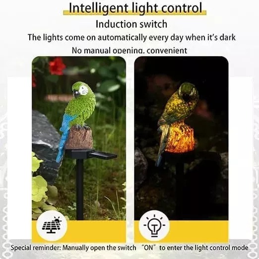 LUZ SOLAR CON FORMA DE LORO, ESTACA DE JARDÍN, IMPERMEABLE - 6