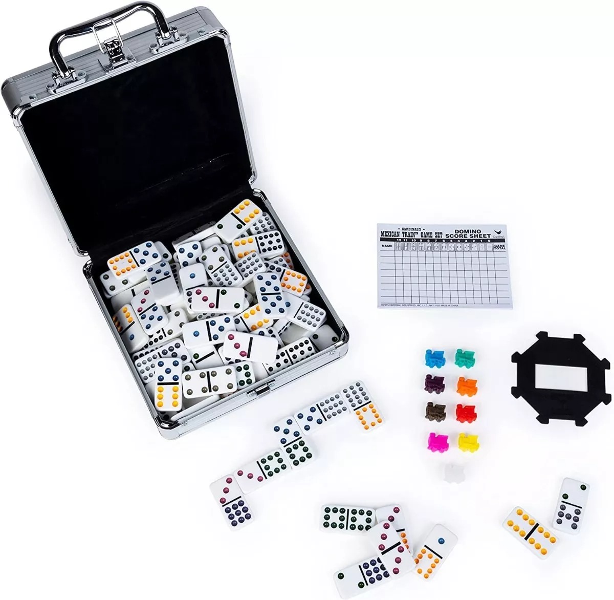 JUEGO DE DOMINÓ MEXICANO CON CAJA DE ALUMINIO TREN CARDINAL - 5