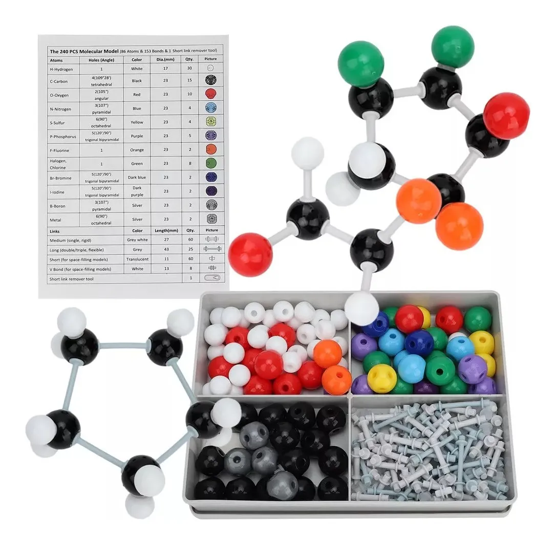 KIT DE ESTRUCTURA INORGÁNICA ORGÁNICA MOLECULAR DE 240 PIEZA - 1