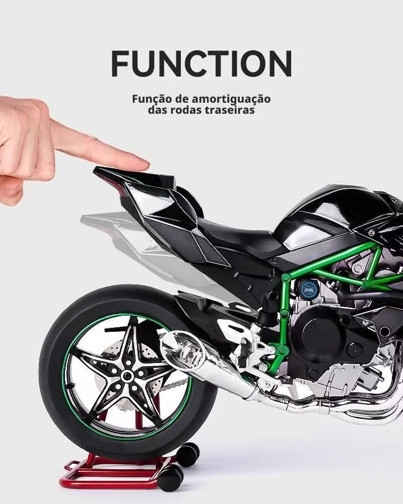 MOTOCICLETA FUNDIDA POR INYECCION 1:6 ESCALA PARA KAWASAKI H BLACKGIFTBOX - 2