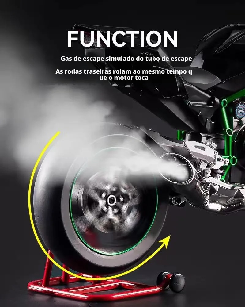 MOTOCICLETA FUNDIDA POR INYECCION 1:6 ESCALA PARA KAWASAKI H BLACKGIFTBOX - 5