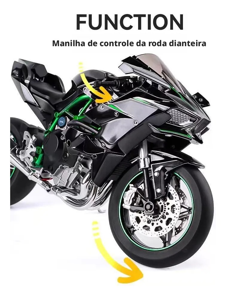 MOTOCICLETA FUNDIDA POR INYECCION 1:6 ESCALA PARA KAWASAKI H BLACKGIFTBOX - 6