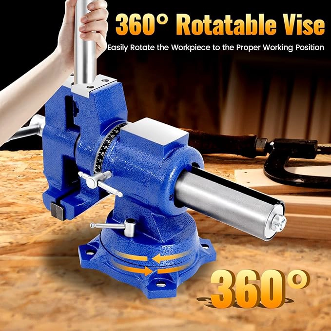 TORNILLO DE BANCO MECANICO 4 ''GIRATORIO 360° AGARRE REDONDO - 3