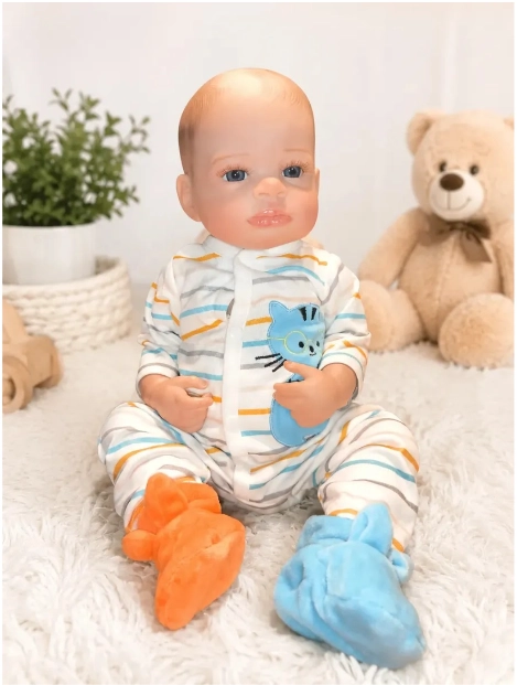 MUÑECO BEBE  RESBORN REALISTA 48 CM SILICONA COMPLETA. - 1