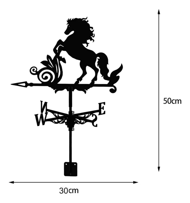VELETA DE METAL CON SOPORTE PARA TECHO CABALLO - 2
