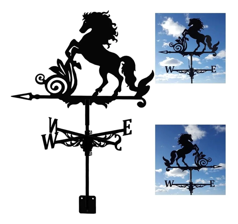 VELETA DE METAL CON SOPORTE PARA TECHO CABALLO - 4
