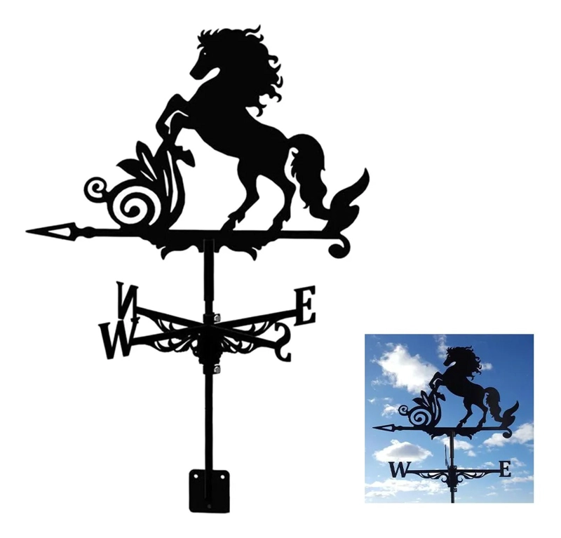 VELETA DE METAL CON SOPORTE PARA TECHO CABALLO - 7