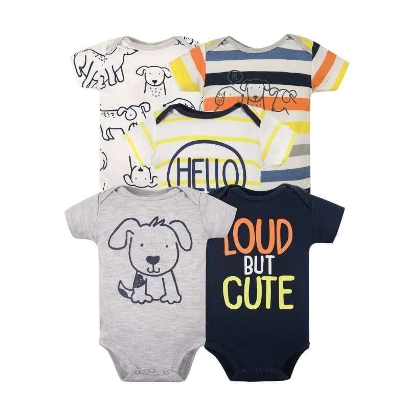 SET 5 BODYS MANGA CORTA ALGODON BEBE PERRITO - 1