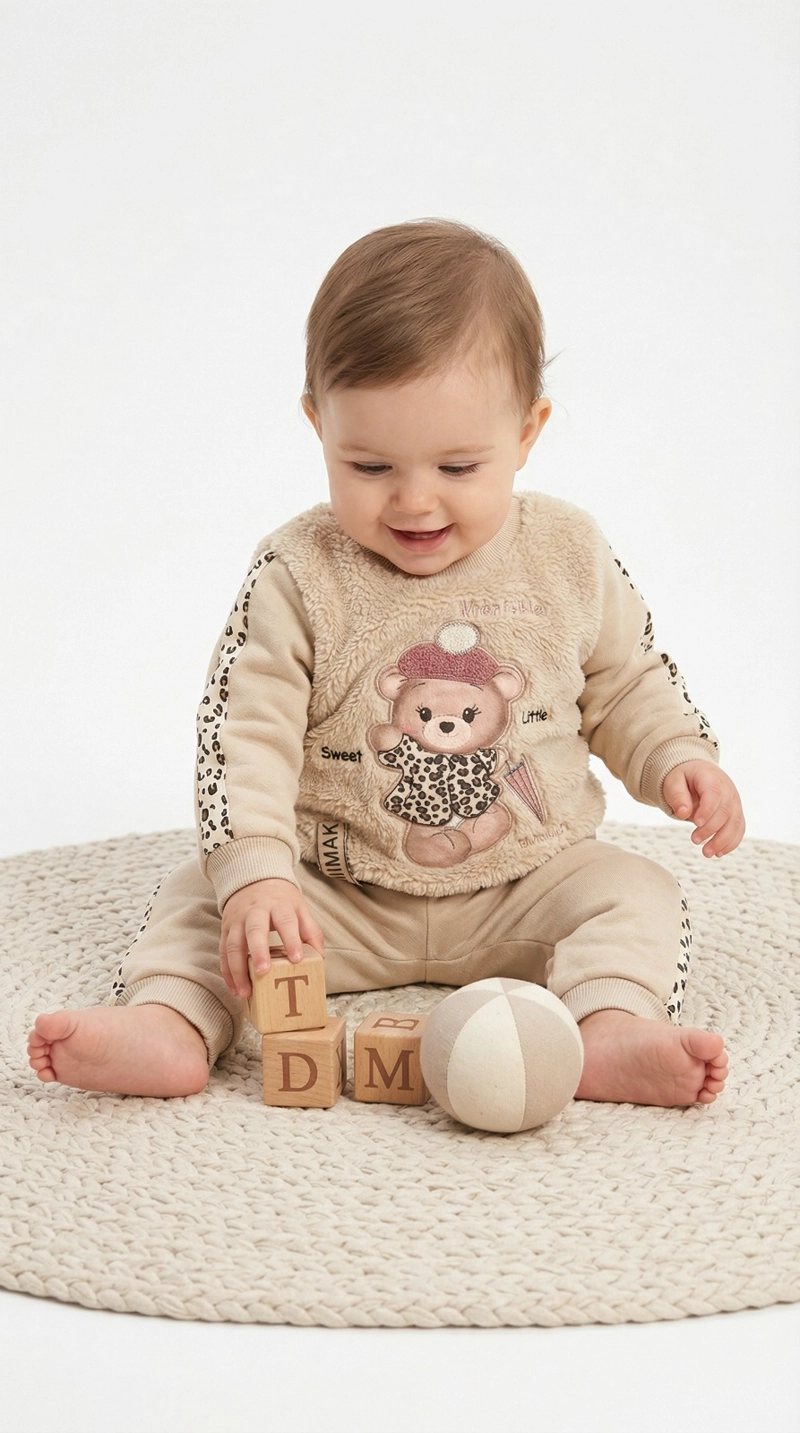 CONJUNTO NIÑA OSITO BEIGE - 2
