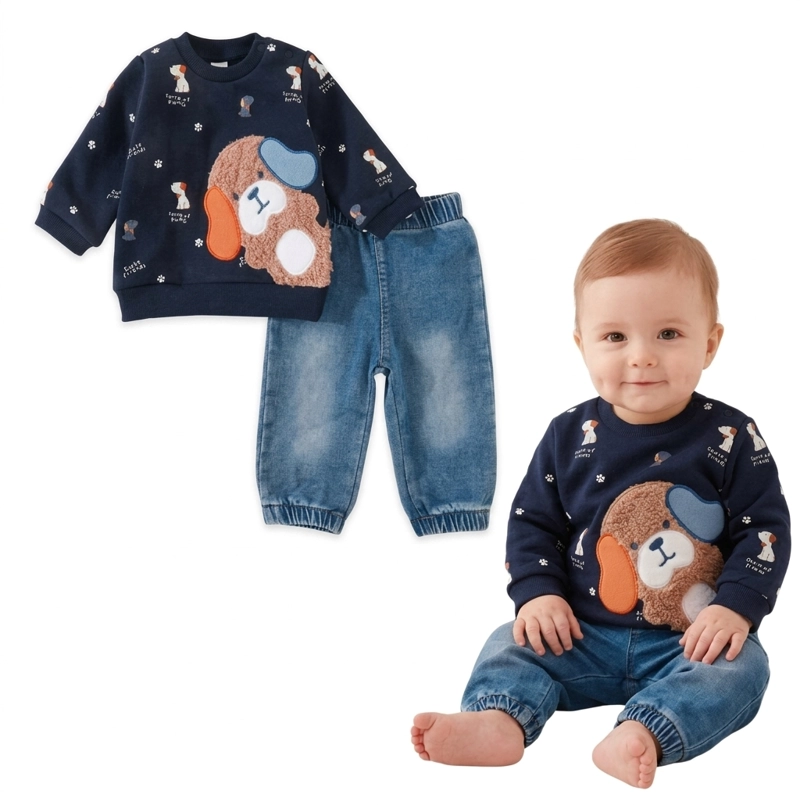 CONJUNTO BEBE PERRITO JEANS - 1