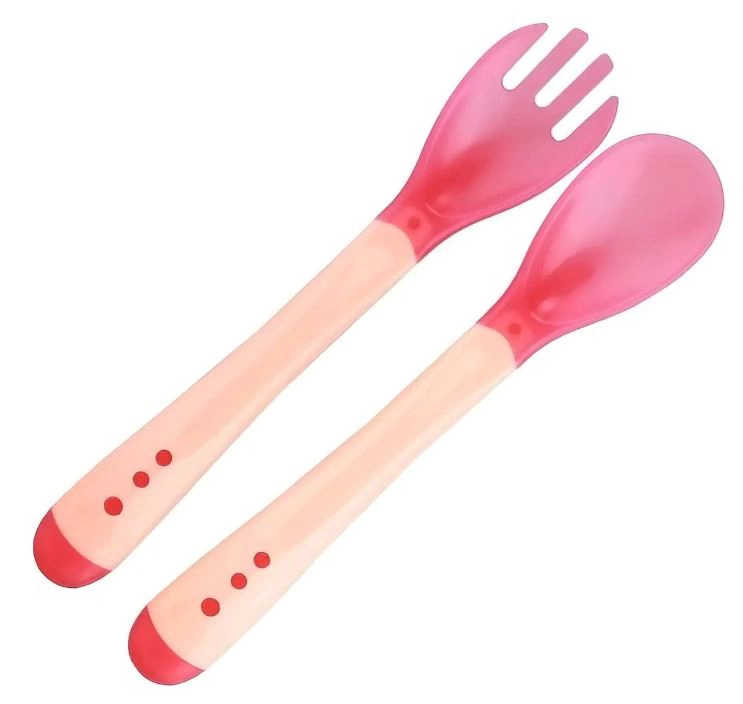 SET CUCHARA Y TENEDOR BEBE CON SENSOR TEMPERATURA NIÑA - 1
