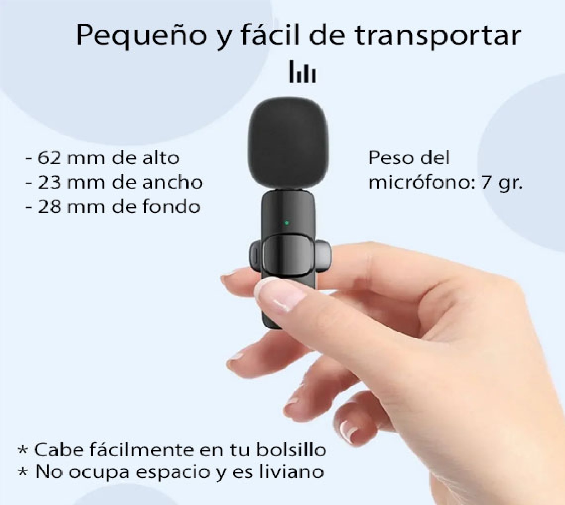 MICRÓFONO LAVALIER SOLAPA INALÁMBRICO COMPATIBLE IPHONE LIGHTNING CELULAR K9 NEGRO - 2
