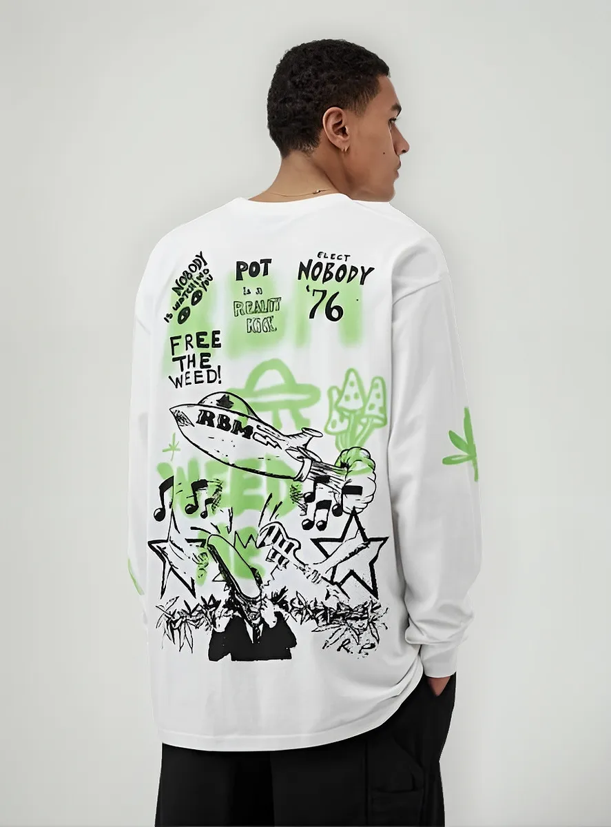 POLERA REAL BAD MAN MANGA LARGA FREE THE WEED - 3