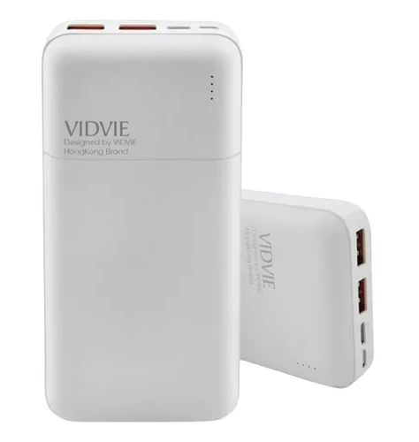 CARGADOR PORTÁTIL POWER BANK 20,000 MAH VIDVIE, COLOR EN COLOR BLANCO - 1