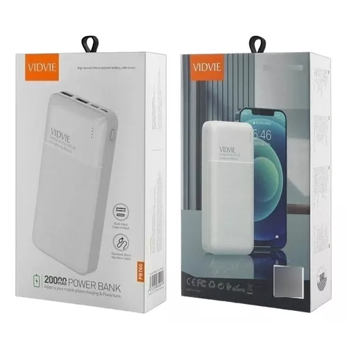 CARGADOR PORTÁTIL POWER BANK 20,000 MAH VIDVIE, COLOR EN COLOR BLANCO - 4