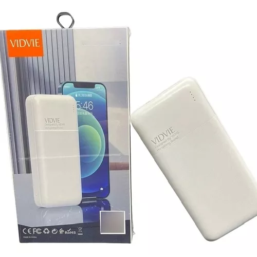CARGADOR PORTÁTIL POWER BANK 20,000 MAH VIDVIE, COLOR EN COLOR BLANCO - 5
