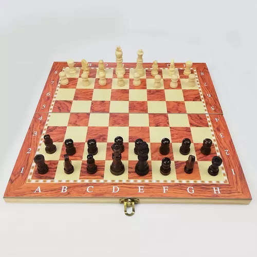 TABLERO DE AJEDREZ, DAMAS Y BACKGAMMON 3 EN 1 DE MADERA 29 CM - 6