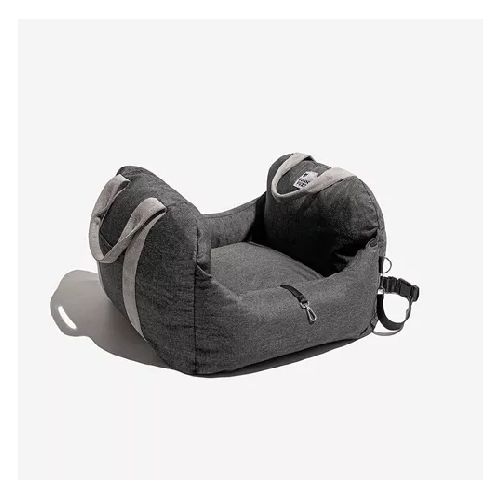 ASIENTO DE AUTO PARA PERRO PEQUEÑO PREMIUM LAVABLE GRIS - 1