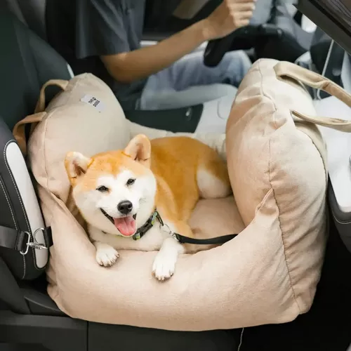 ASIENTO DE AUTO PARA PERRO PEQUEÑO PREMIUM LAVABLE GRIS - 4