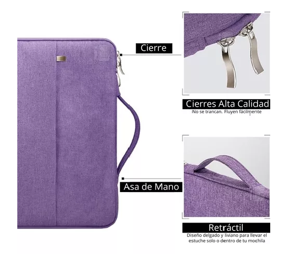 BOLSO PARA TABLET DE 11 PULGADAS, MICROFIBRA IMPERMEABLE COLOR MORADO - 2