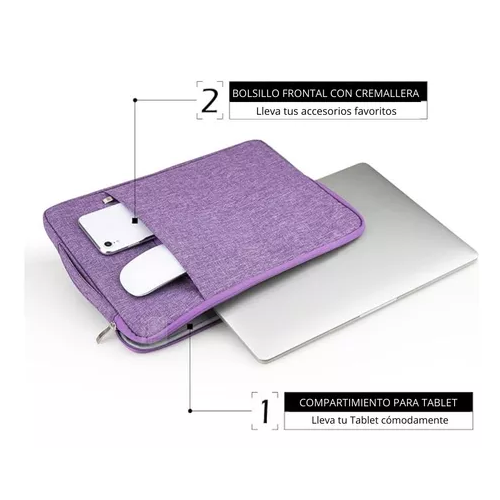 BOLSO PARA TABLET DE 11 PULGADAS, MICROFIBRA IMPERMEABLE COLOR MORADO - 3