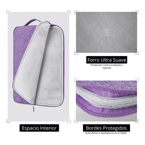BOLSO PARA TABLET DE 11 PULGADAS, MICROFIBRA IMPERMEABLE COLOR MORADO - 4