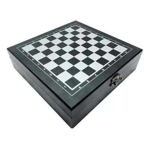 SET DE LUJO TABLERO DE AJEDREZ DE MADERA + DOMINÓ + CARTAS PÓKER NEGRO - 3
