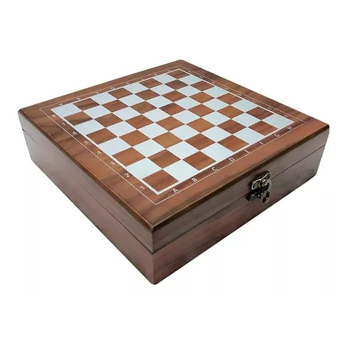 SET DE LUJO TABLERO DE AJEDREZ DE MADERA + DOMINÓ + CARTAS PÓKER NEGRO - 6