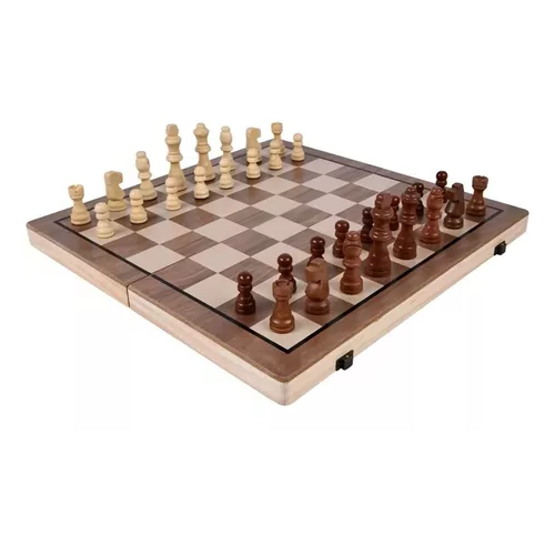 TABLERO DE AJEDREZ MAGNÉTICO DE MADERA 40X40 CM 2 EN 1 - 2